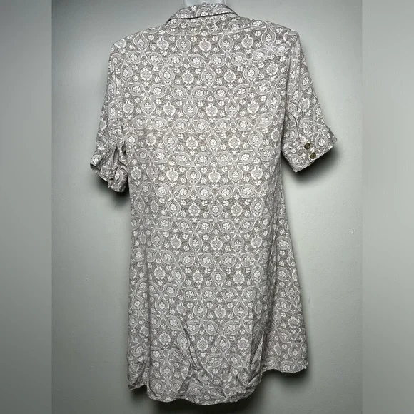 Gold Hawk 100% Silk Tunic Dress Gold Snap Buttos  With Belt Women Size M - Picture 3 of 8